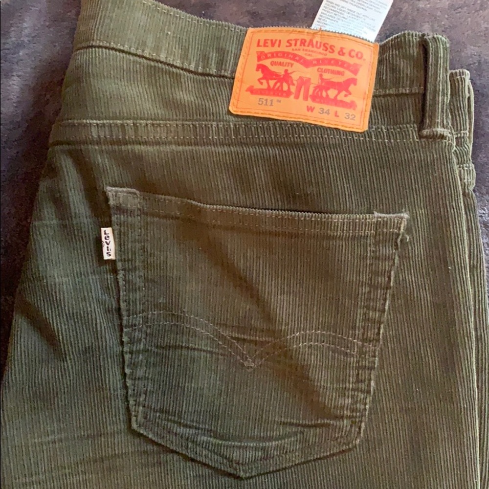 Levi 511 skinny corduroy pants Green